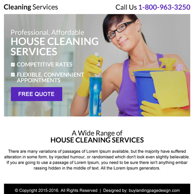 best cleaning service free quote ppv landing page Cleaning Service example