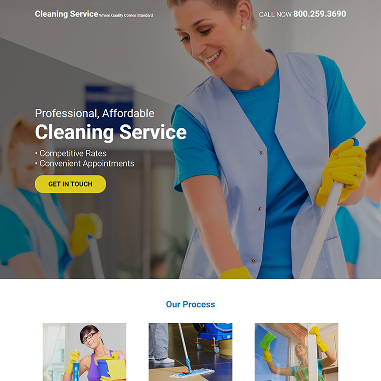 affordable cleaning service lead capture landing page Cleaning Services example