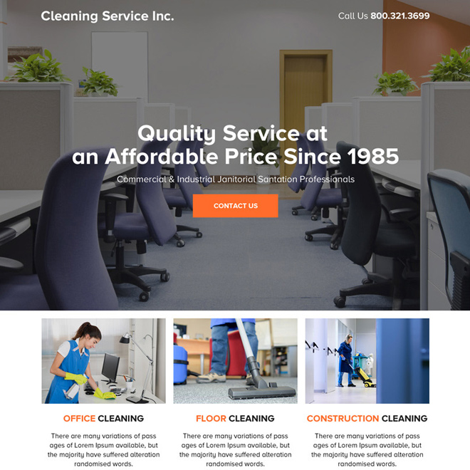 best cleaning service responsive landing page design Cleaning Services example