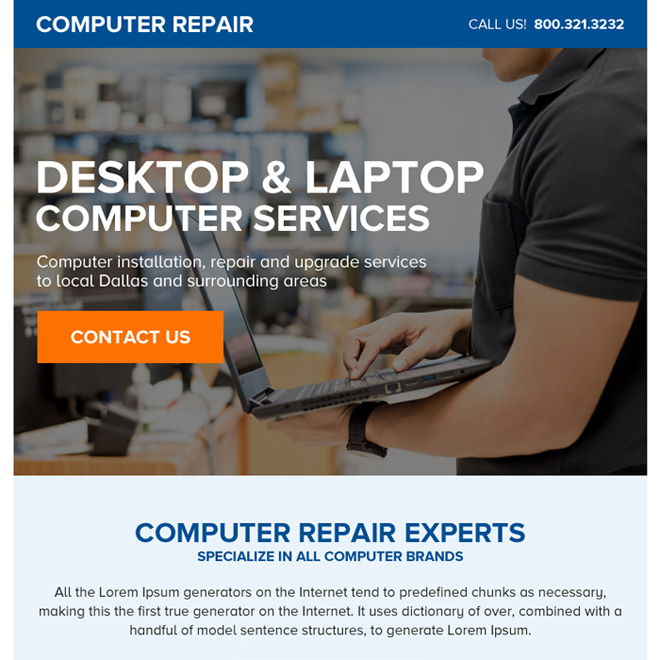 desktop and laptop repair service ppv landing page