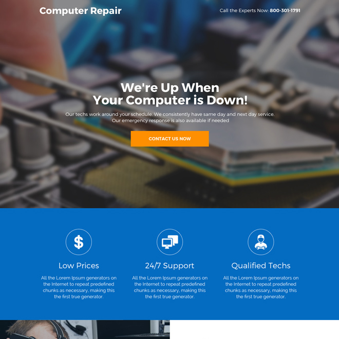 best computer repair service responsive landing page Computer Repair example