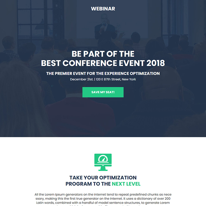 conference event responsive landing page Webinar example