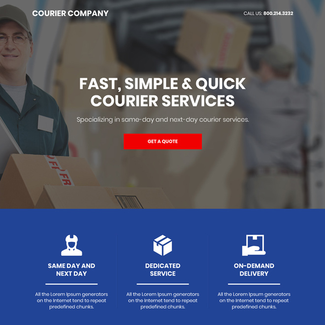 courier service company bootstrap landing page Transportation example