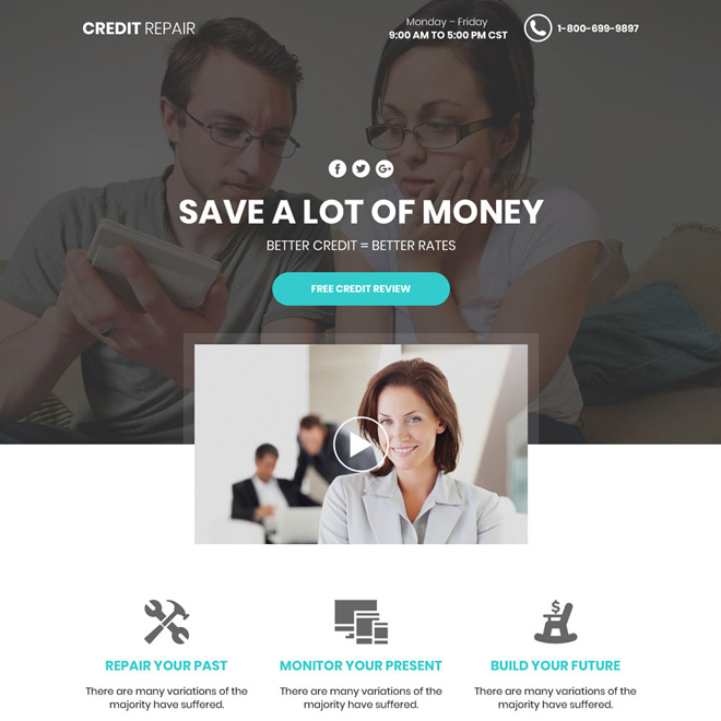 Credit repair company video funnel landing page