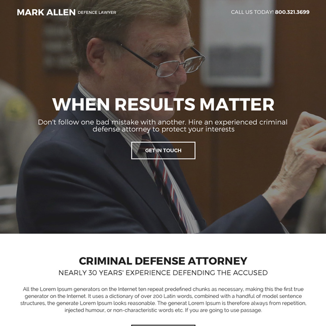 best criminal defense attorney responsive landing page design Attorney and Law example