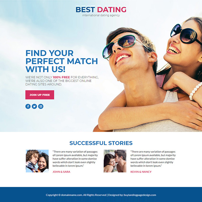 best dating agency lead funnel responsive landing page design