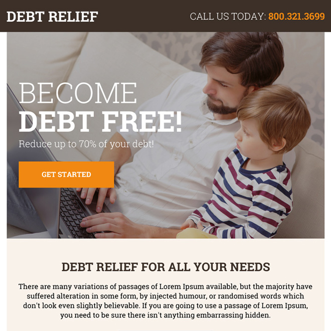 best debt relief solution ppv landing page design Debt example