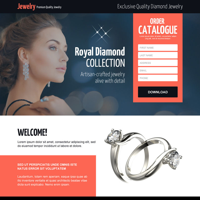 responsive best diamond jewelry landing page design Jewelry example