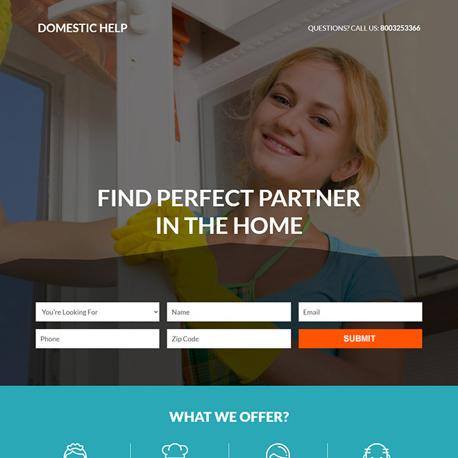 best domestic help service responsive landing page design