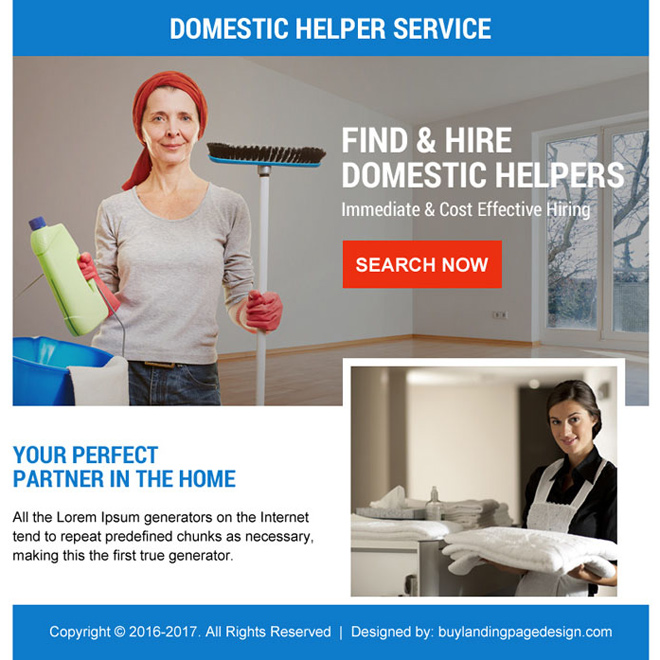 best domestic help service ppv landing page design Domestic Help example