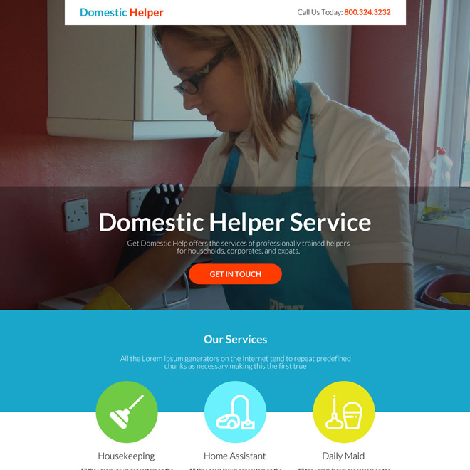 best domestic helper service responsive landing page