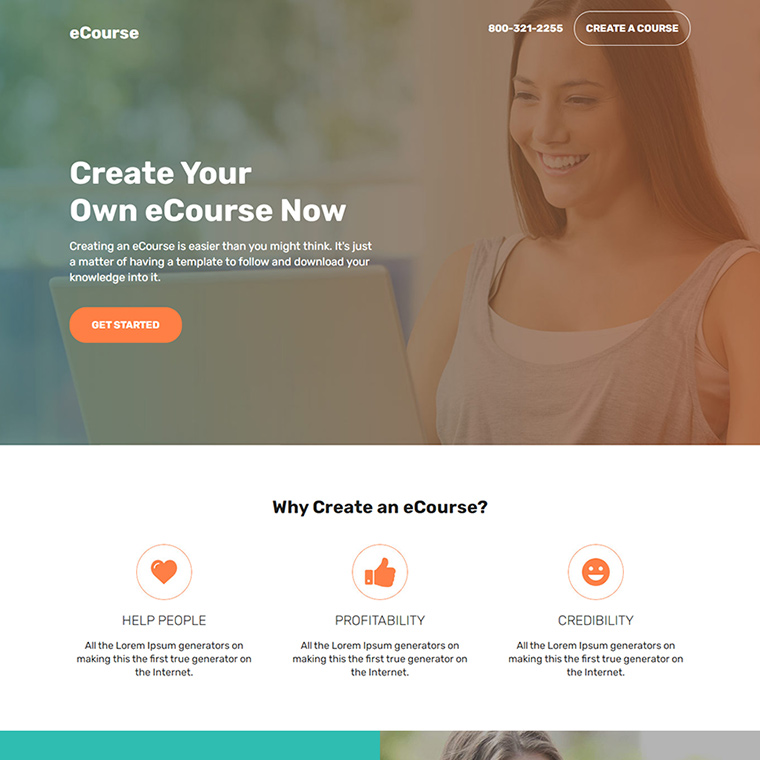 online education courses responsive landing page Education example