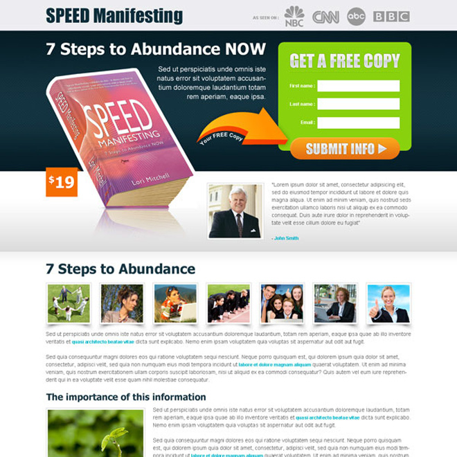 speed manifesting free copy of ebook landing page Ebook example