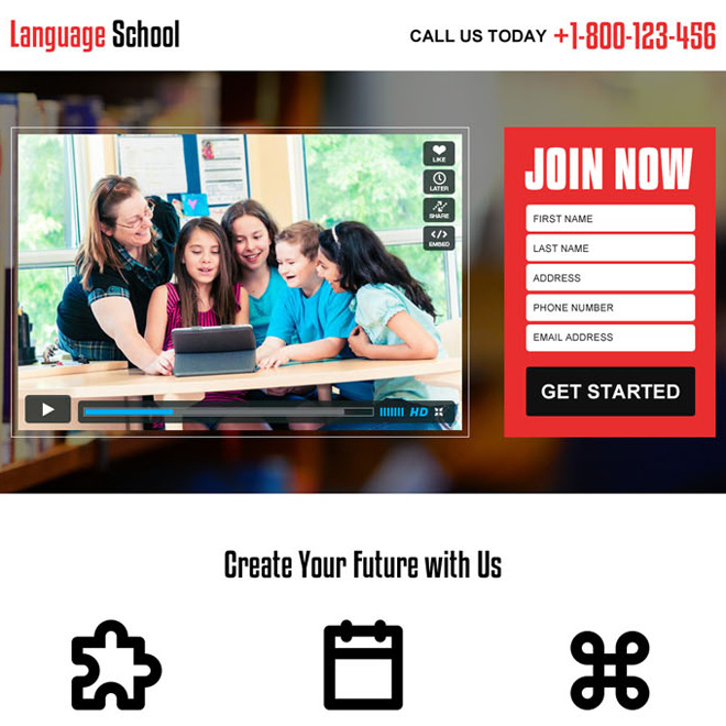 best education video responsive converting landing page design