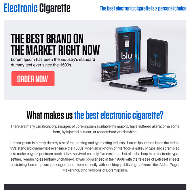 best electronic cigarette call to action ppv landing page design