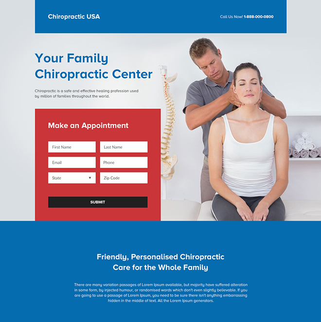 chiropractic therapy center responsive landing page Chiropractic example