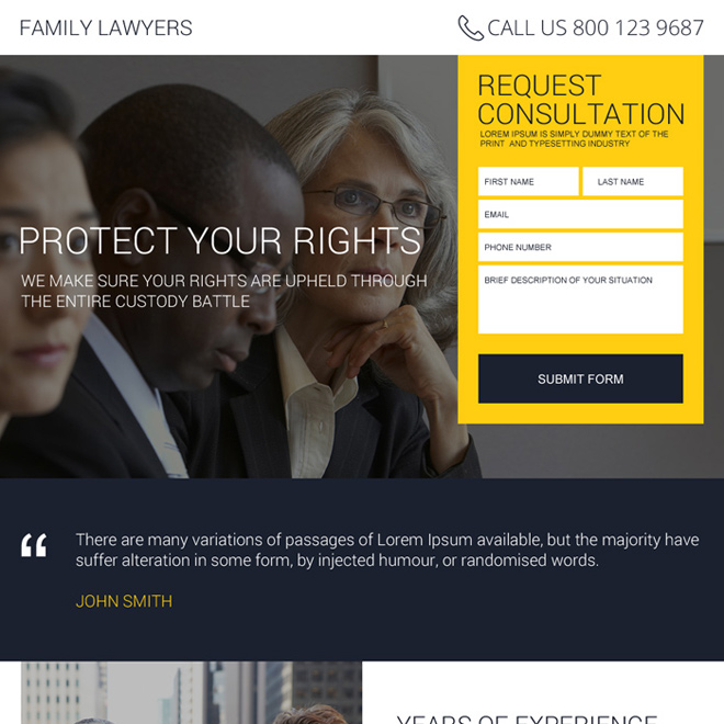 best family lawyer responsive landing page design Attorney and Law example