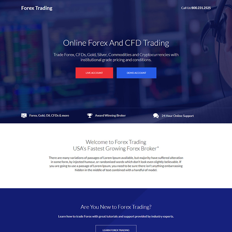 forex trading brokers responsive landing page design