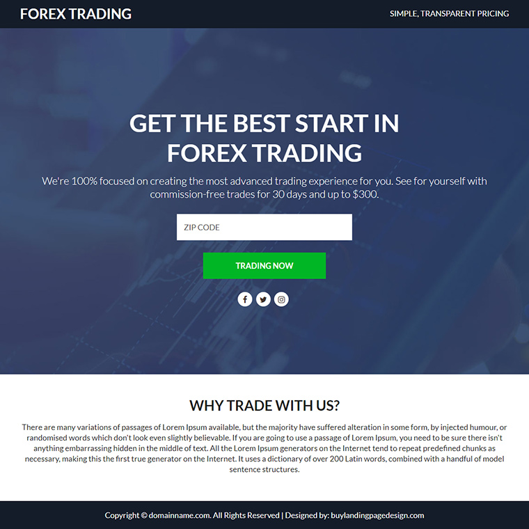 professional forex trading lead funnel responsive landing page Forex Trading example