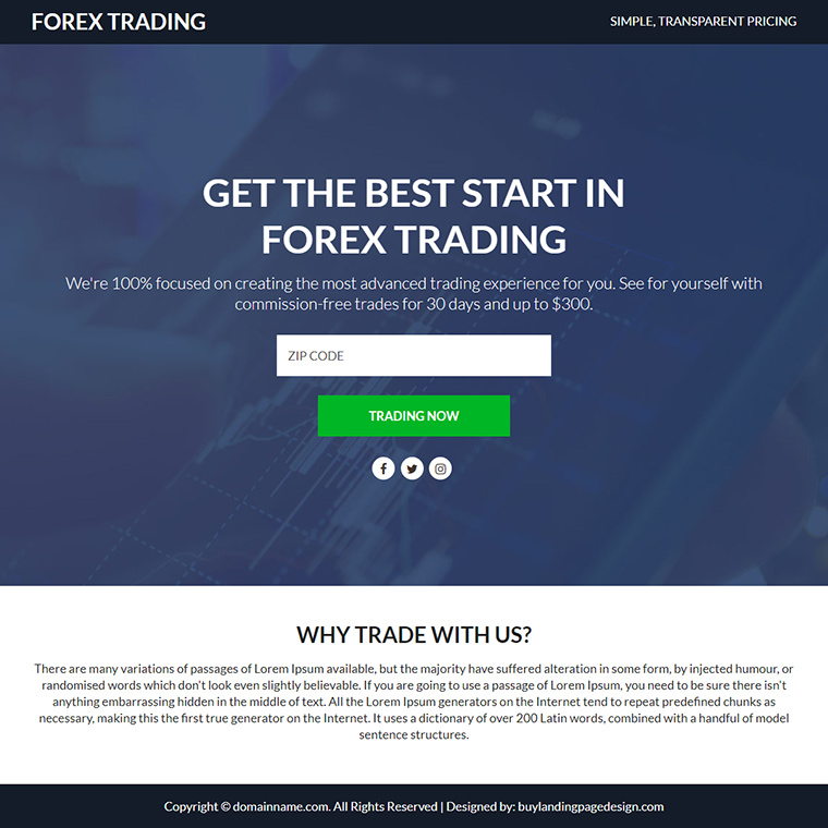 professional forex trading lead funnel responsive landing page