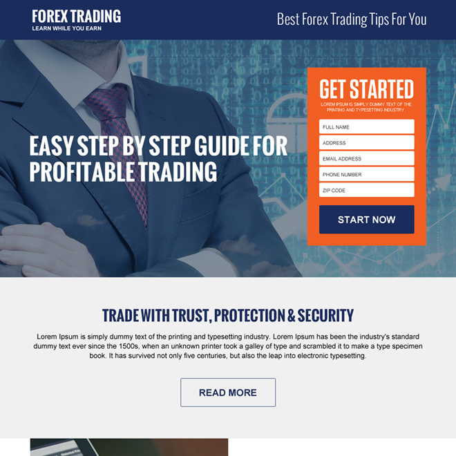 best forex trading tips guide responsive landing page Forex Trading example