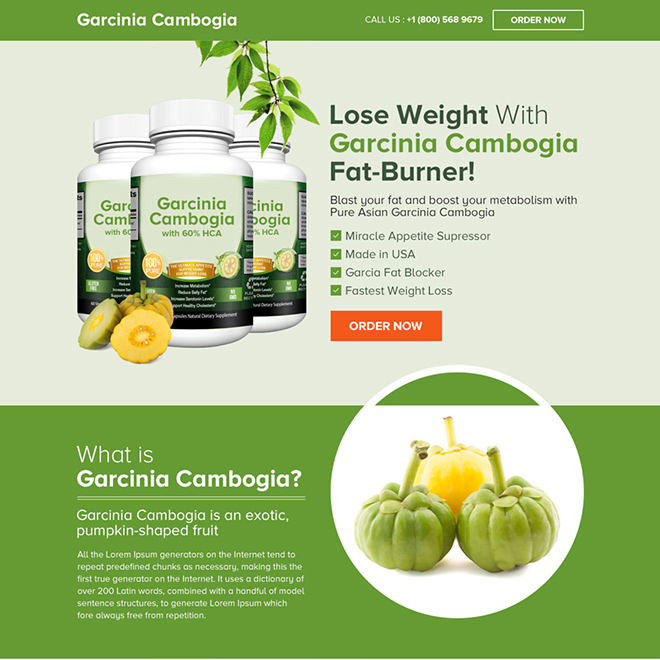 pure asian garcinia cambogia product selling landing page Weight Loss example