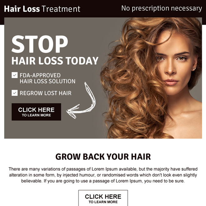 best hair loss ppv landing page design Hair Loss example