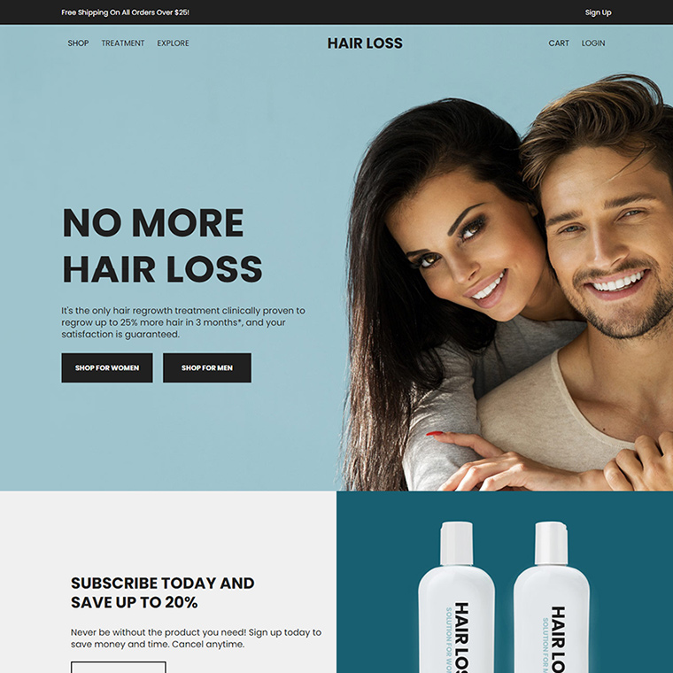 best hair loss product selling responsive website design Hair Loss example