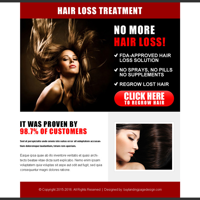 best hair loss treatment cta ppv landing page design