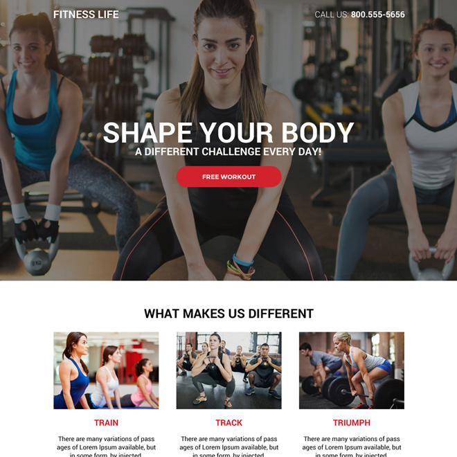 best health and fitness life responsive landing page design