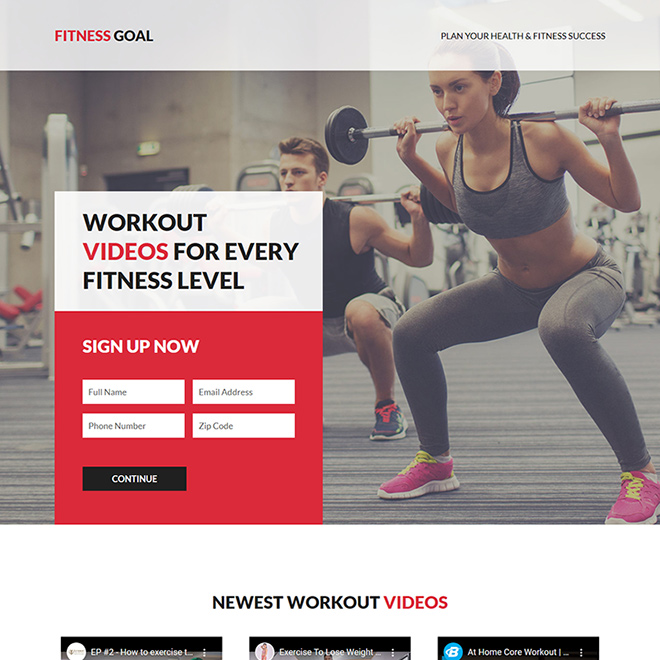 health and fitness success responsive  landing page design Health and Fitness example