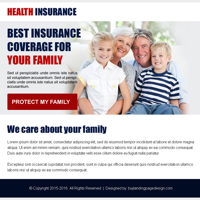 best health insurance coverage ppv landing page design