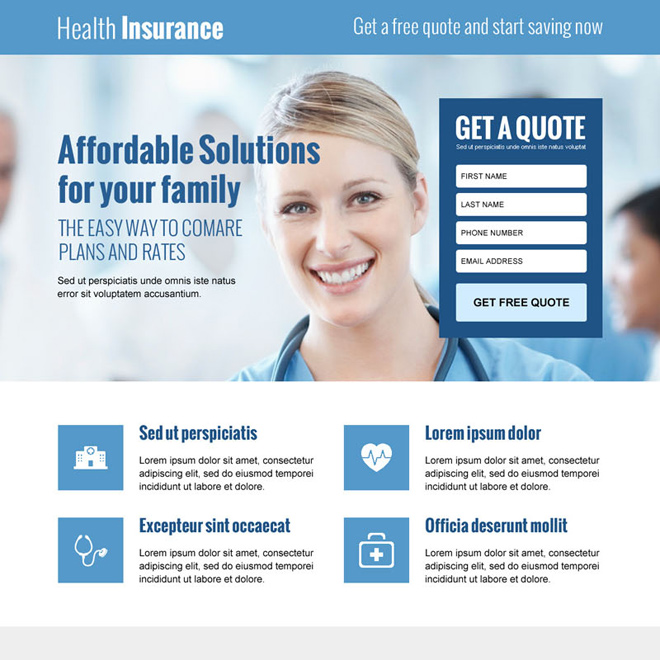 best health insurance lead gen responsive landing page design