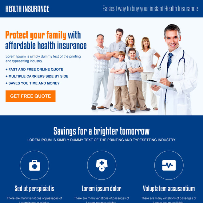 best health insurance for family responsive landing page design Health Insurance example