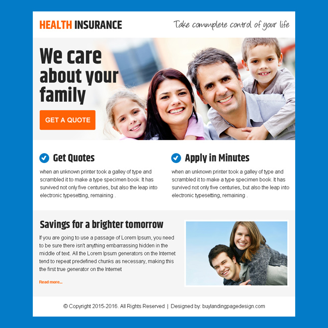 best health insurance ppv landing page design for sale Health Insurance example