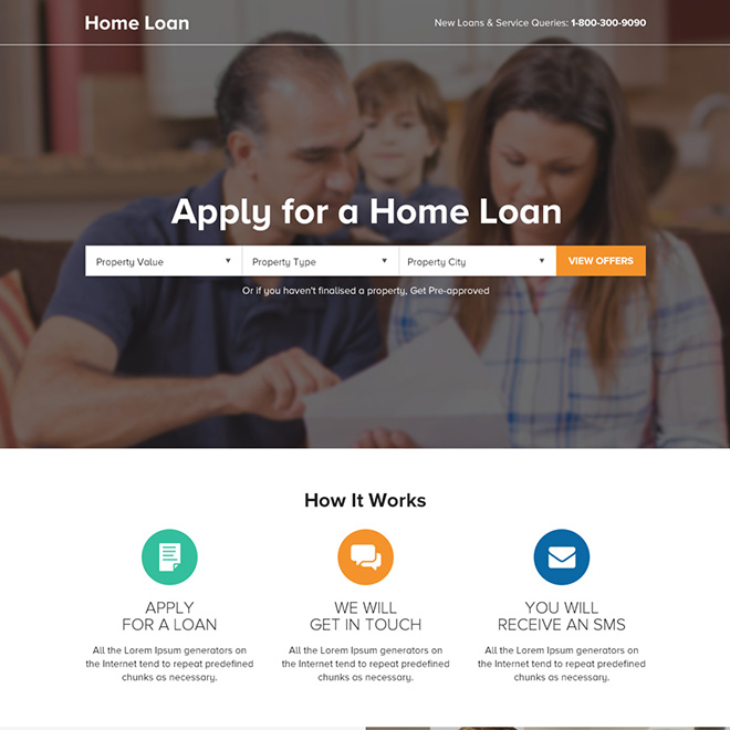 home loan online lead generating mini bootstrap landing page