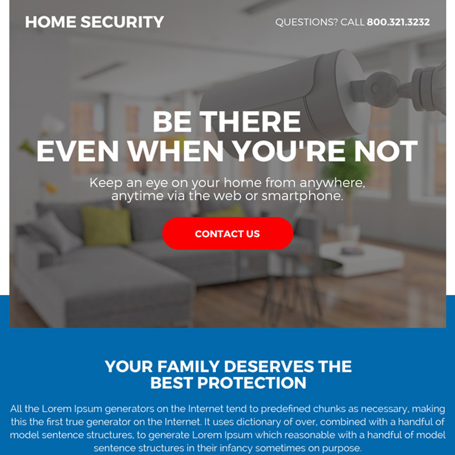 best home security call to action ppv landing page