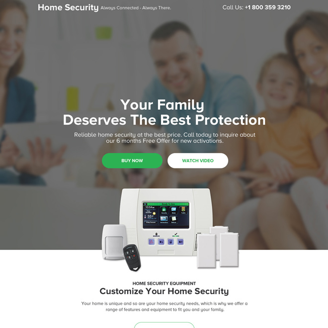 best home security device selling responsive landing page design