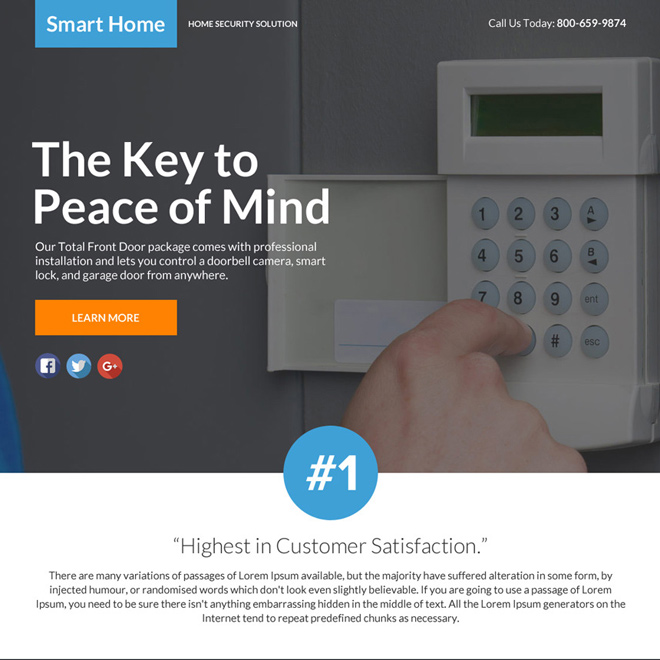 best home security lead funnel responsive landing page Security example