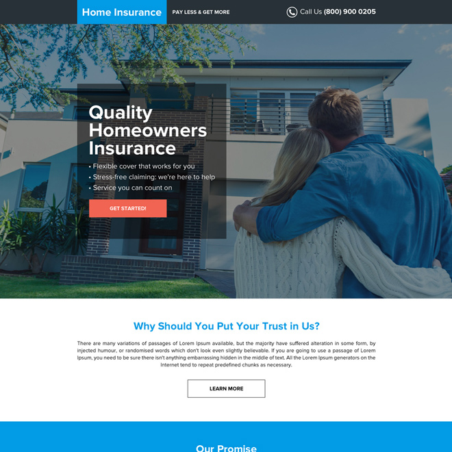 responsive home owners insurance modern landing page design Home Insurance example