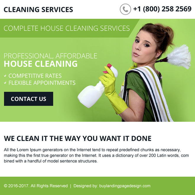 best house cleaning services ppv landing page design Cleaning Service example