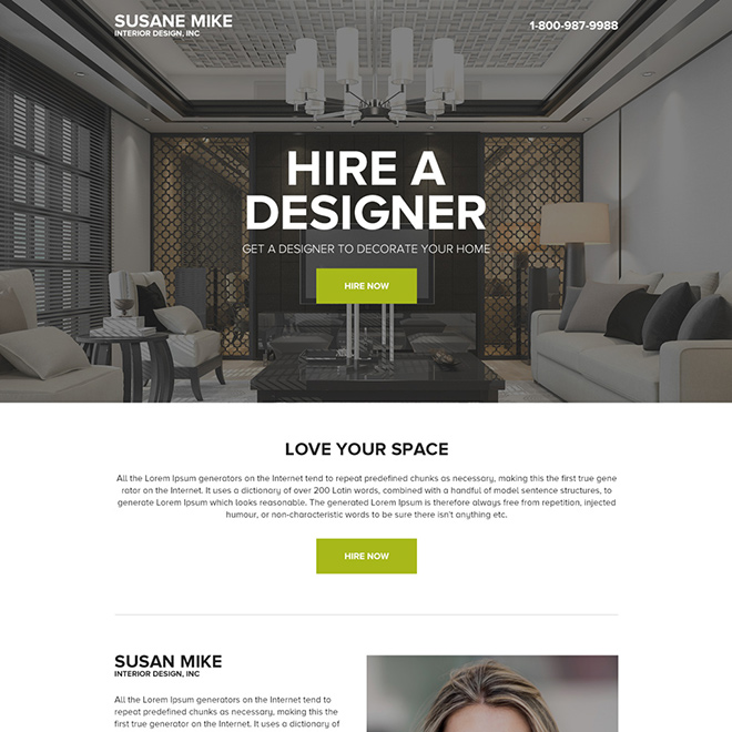 hire best interior designer for your house minimal landing page Home Improvement example