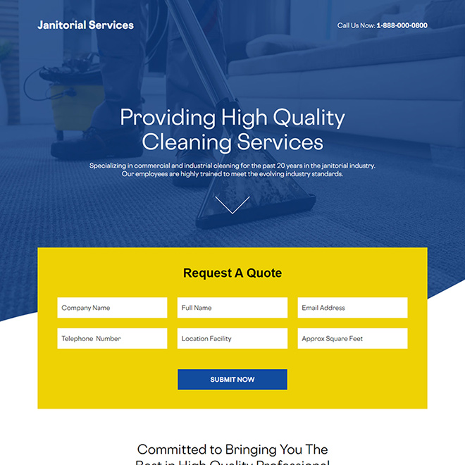 best janitorial services lead capture landing page