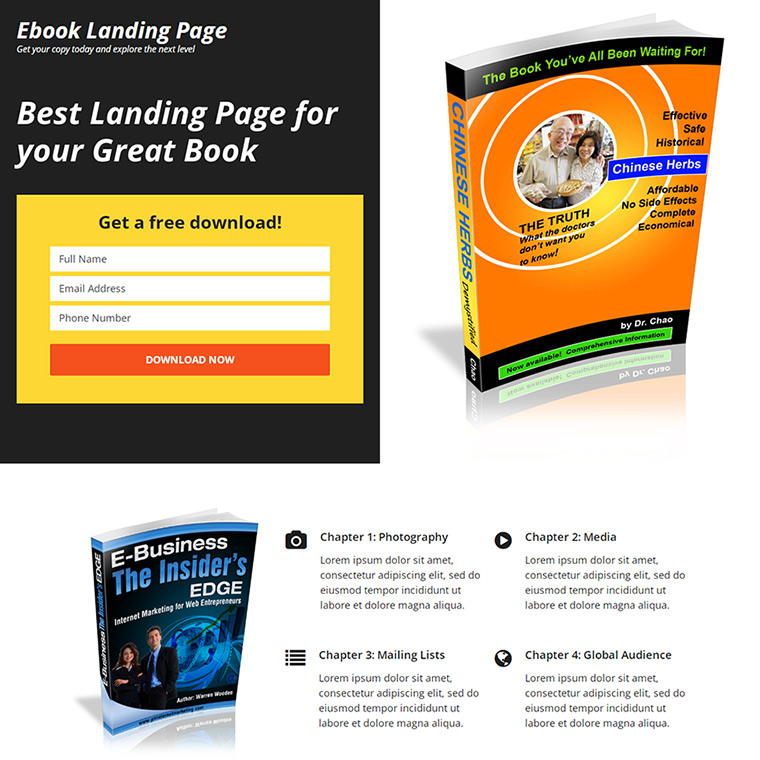 ebook download lead capture responsive landing page