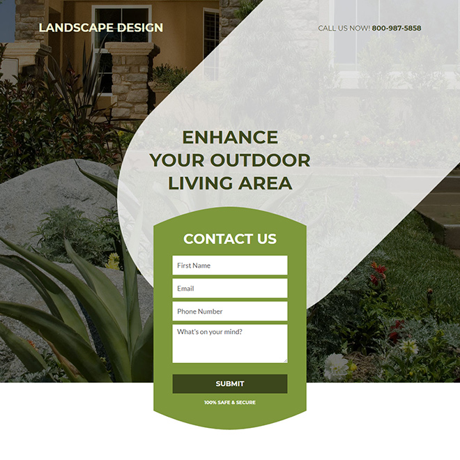 garden landscaping services lead capture landing page
