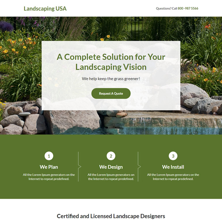 landscape architects and contractors responsive landing page Home Improvement example