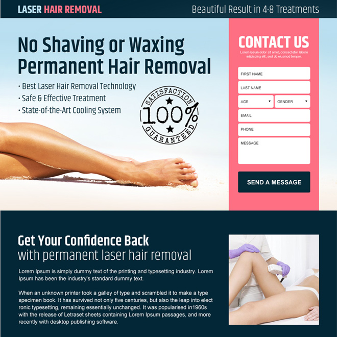 best laser hair removal service responsive landing page design