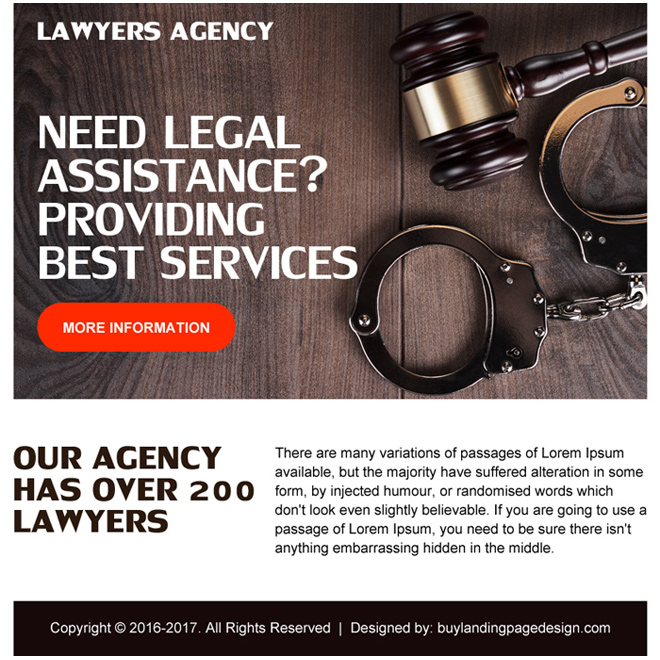 best lawyers agency ppv landing page design Attorney and Law example