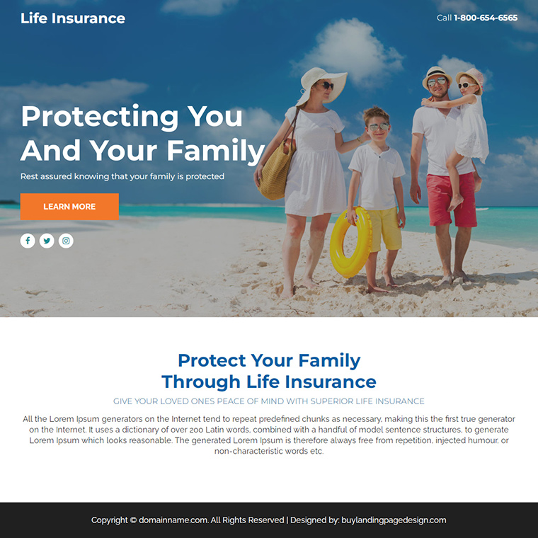 life insurance service lead funnel landing page Life Insurance example