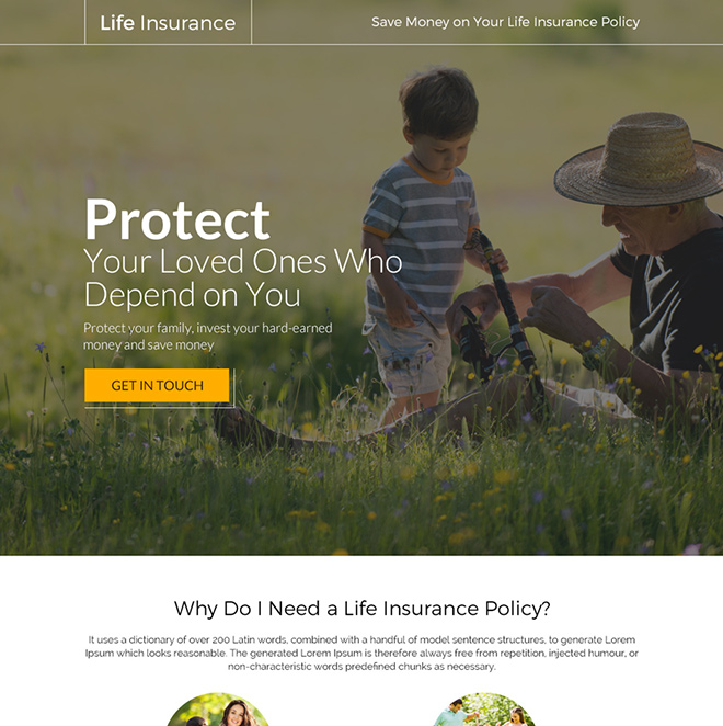 best life insurance policy responsive landing page design